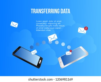 Transferring data concept. Ready to use vector illustration. Suitable for background, wallpaper, landing page, web, banner, card and other creative work.