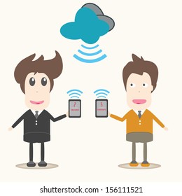 transferring data,Business men