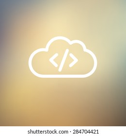 Transferring files cloud apps icon thin line for web and mobile, modern minimalistic flat design. Vector white icon on gradient mesh background.