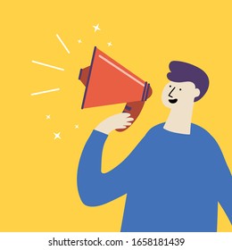 transferring information to a megaphone vector illustration