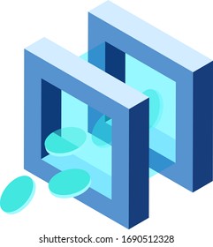 Transferir dinero de un usuario a otro. Icono. Criptomoneda y bloqueo, bitcoin. Moneda digital. 