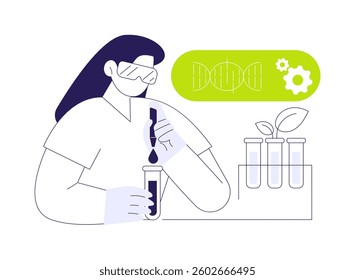 Transferring new DNA abstract concept vector illustration. Gene engineer making experiment with new DNA, natural science, genetic screening, molecular diagnostic services abstract metaphor.