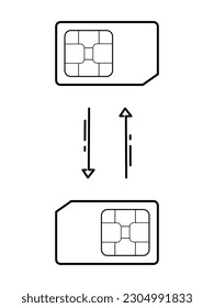 Transferring phone numbers to another SIM card. Flat vector illustration on white background.