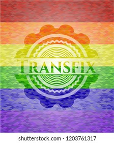 Transfix on mosaic background with the colors of the LGBT flag