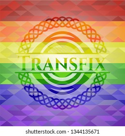 Transfix on mosaic background with the colors of the LGBT flag
