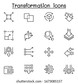 Transform, Edit, Change, Scale, Update Icon Set In Thin Line Style