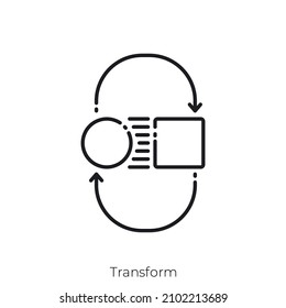 Icono de transformación. Diseño de icono de estilo de esquema aislado en fondo blanco