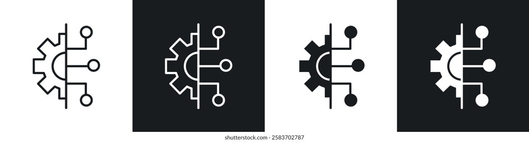 Transform icons collection in black and white filled and line versions