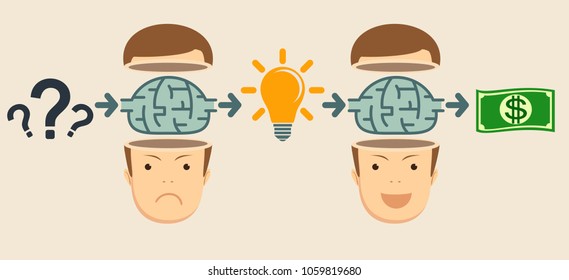 Transform idea intro business concept. Stock flat vector illustration.