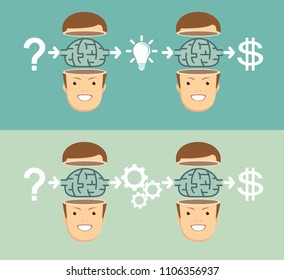 Transform idea intro business concept. Stock flat vector illustration.