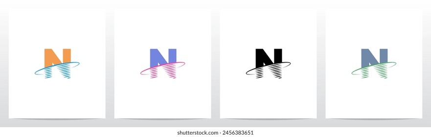 Transform Letter Swoosh Ring Diagonal Lines Initial Logo Design N