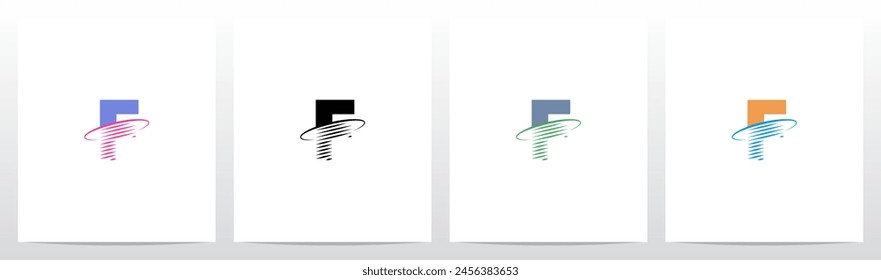 Transform Letter Swoosh Ring Diagonal Lines Initial Logo Design F
