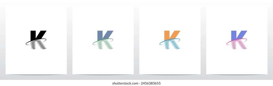 Transformar la letra Swoosh anillo líneas diagonales logotipo inicial diseño K
