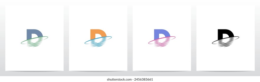 Transformar la letra Swoosh anillo líneas diagonales logotipo inicial diseño D