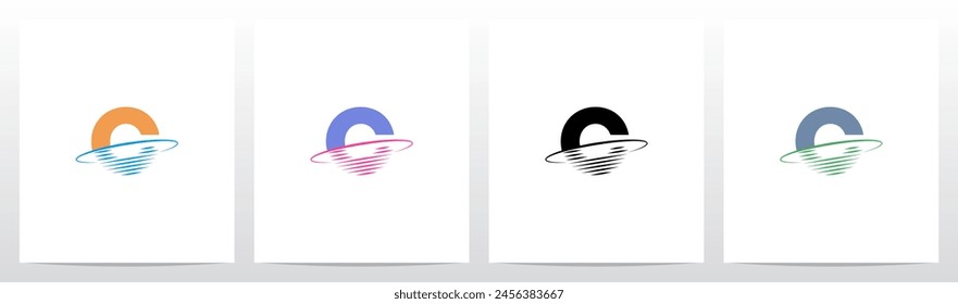 Transform Letter Swoosh Ring Diagonal Lines Initial Logo Design C