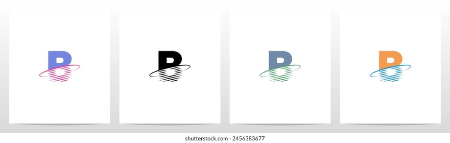 Transform Letter Swoosh Ring Diagonal Lines Initial Logo Design B