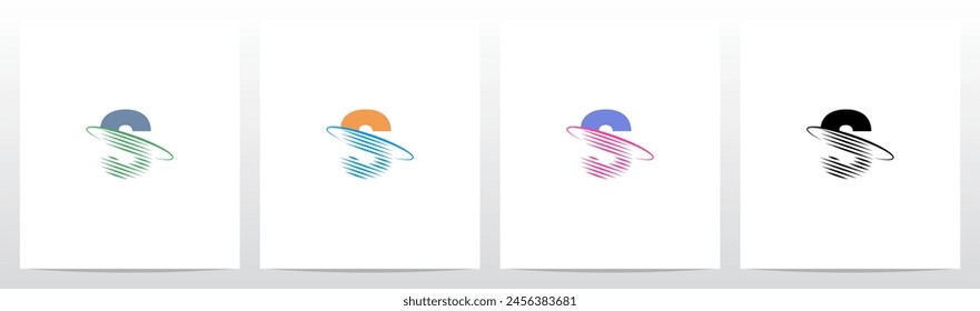 Transform Letter Swoosh Ring Diagonal Lines Initial Logo Design S