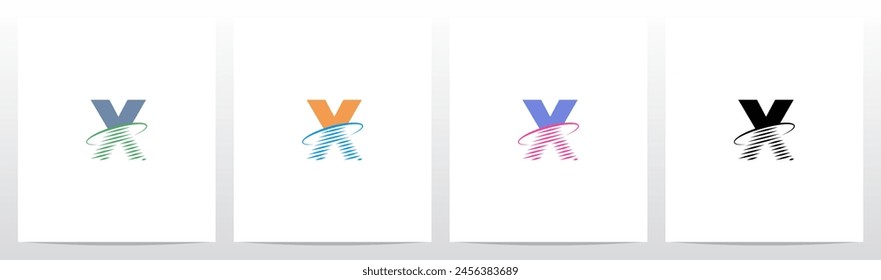 Transform Letter Swoosh Ring Diagonal Lines Initial Logo Design X