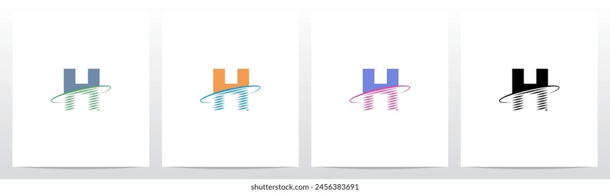 Transform Letter Swoosh Ring Diagonale Linien Initial Logo Design H