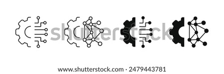 Transform line icon set. business fintech system vector icon. engineering skill evolution sign. digital data technology vector icon for UI designs.