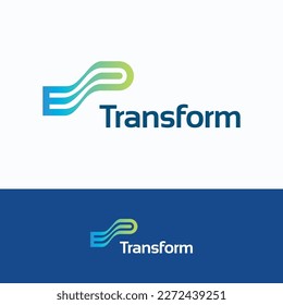 Transform logo. E D  transformation loop logo template. Electric digital energy sign.