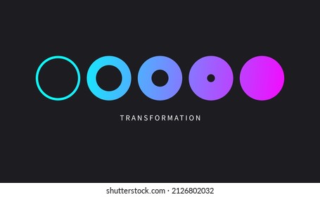 Transform, transformation icon. Abstract geometric transformation logo, coach symbol, evolution vector concept. Business progress sign. Change, innovation metaphor