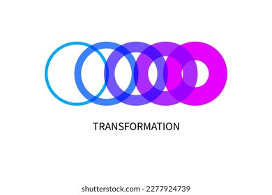 Transformieren, Umwandlungssymbol. Abstraktes geometrisches Transformations-Logo, Bussymbol, Evolution-Vektorkonzept. Geschäftsfortschrittszeichen Veränderung, Innovations-Metapher