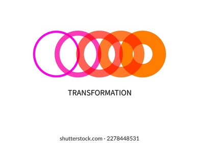 Transform, transformation icon. Abstract geometric transformation logo, coach symbol, evolution vector concept. Business progress sign. Change, innovation metaphor