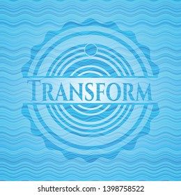 Transform water wave representation style badge. Vector Illustration. Detailed.