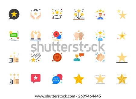 Transform your designs with 24 Flat vector icons themed around Praise, engineered in High Resolution Detail Enhanced resolution for maximum clarity.