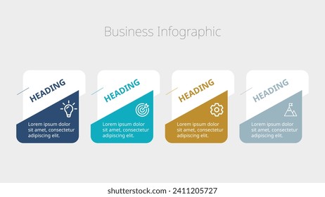 Transform your ideas into impactful visuals using this infographics design vector and marketing icons, workflow layouts, diagrams, annual reports, web designs. 4 options, steps, or processes.