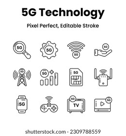 Transformar sus proyectos con nuestros iconos de red 5G Añadir un toque de sofisticación y transmitir la promesa de conectividad rápida para cautivar a su audiencia