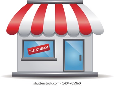 

Transformable vector of ice cream parlor, ice cream seller business.
