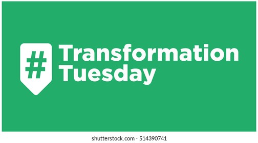 Transformation, Hashtag Inside A Green Tag For Social Media, Vector Illustration in Flat Style Design