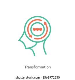Transformation icon concept in the drawing of isolated human head on white background, vector and illustration.