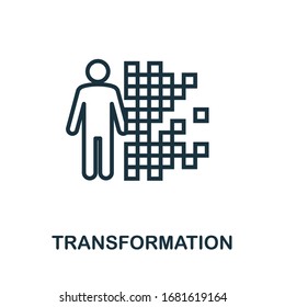 Icono de transformación. Elemento de línea simple de la colección de iconos de biotecnología. Icono de Transformación de esquema para plantillas, software e infografías.