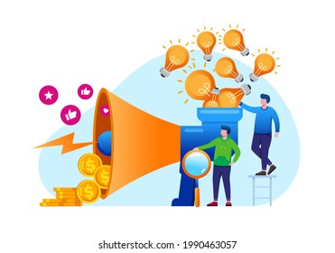 Transformation idea to profit. Business idea landing page website illustration flat vector template 