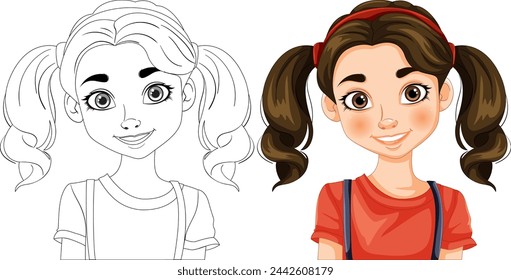 Transformation of a line drawing to a colored character