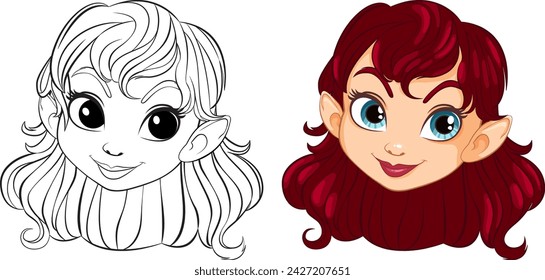Transformation of a line drawing into a colored character