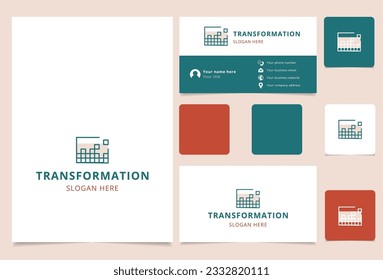 Transformation logo design with editable slogan. Branding book and business card template.