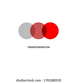 Transformation minimal abstract color logo with circles. Symbol of change, evolution or development
