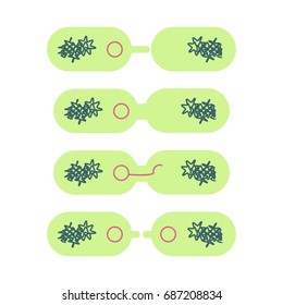 Transformação de plasmídeos em células bacterianas. Ilustração vetorial de estoque de molécula de DNA de organismo procariótico.