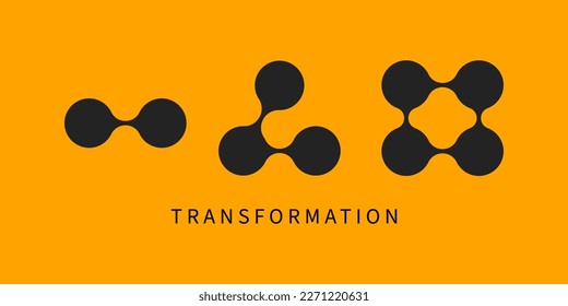Transformation, transformation process, development metaphor. Development, process sign, business concept