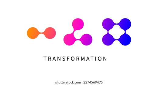 Transformation, transformation process, development metaphor. Development, process sign, business concept