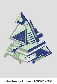 
Transformation of a pyramid into an abstract construction
