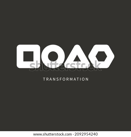 Transformation symbol. Geometric abstract shapes. Simple business logo. Transform icon. Vector minimal pictogram with circle, triangle, square