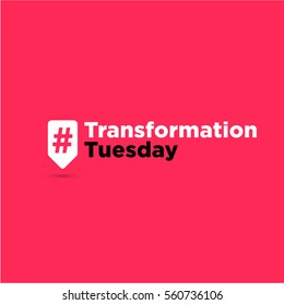 Transformation Tuesday Hashtag Inside A Red Tag For Social Media (Vector Illustration in Flat Style Design)