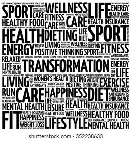 TRANSFORMATION word cloud background, health concept