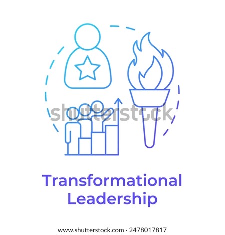 Transformational leadership blue gradient concept icon. Personal growth. Team members cooperation. Round shape line illustration. Abstract idea. Graphic design. Easy to use in infographic