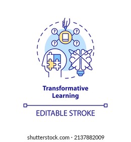 Transformative learning concept icon. Adult education theories and forms abstract idea thin line illustration. Isolated outline drawing. Editable stroke. Arial, Myriad Pro-Bold fonts used